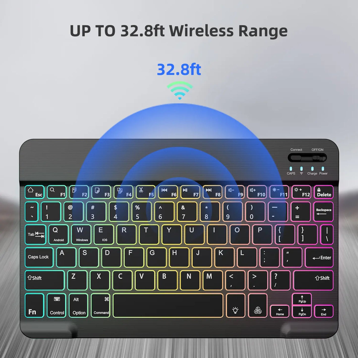 Rechargeable Bluetooth Keyboard and Mouse Combo, Ultra Slim 7-Color Backlit Wireless Set, Dual Mode Bluetooth Mouse, Portable Lightweight Design, Universal Compatibility for Ios, Android, Windows, Tablet, Phone, Home Office Daily Use
